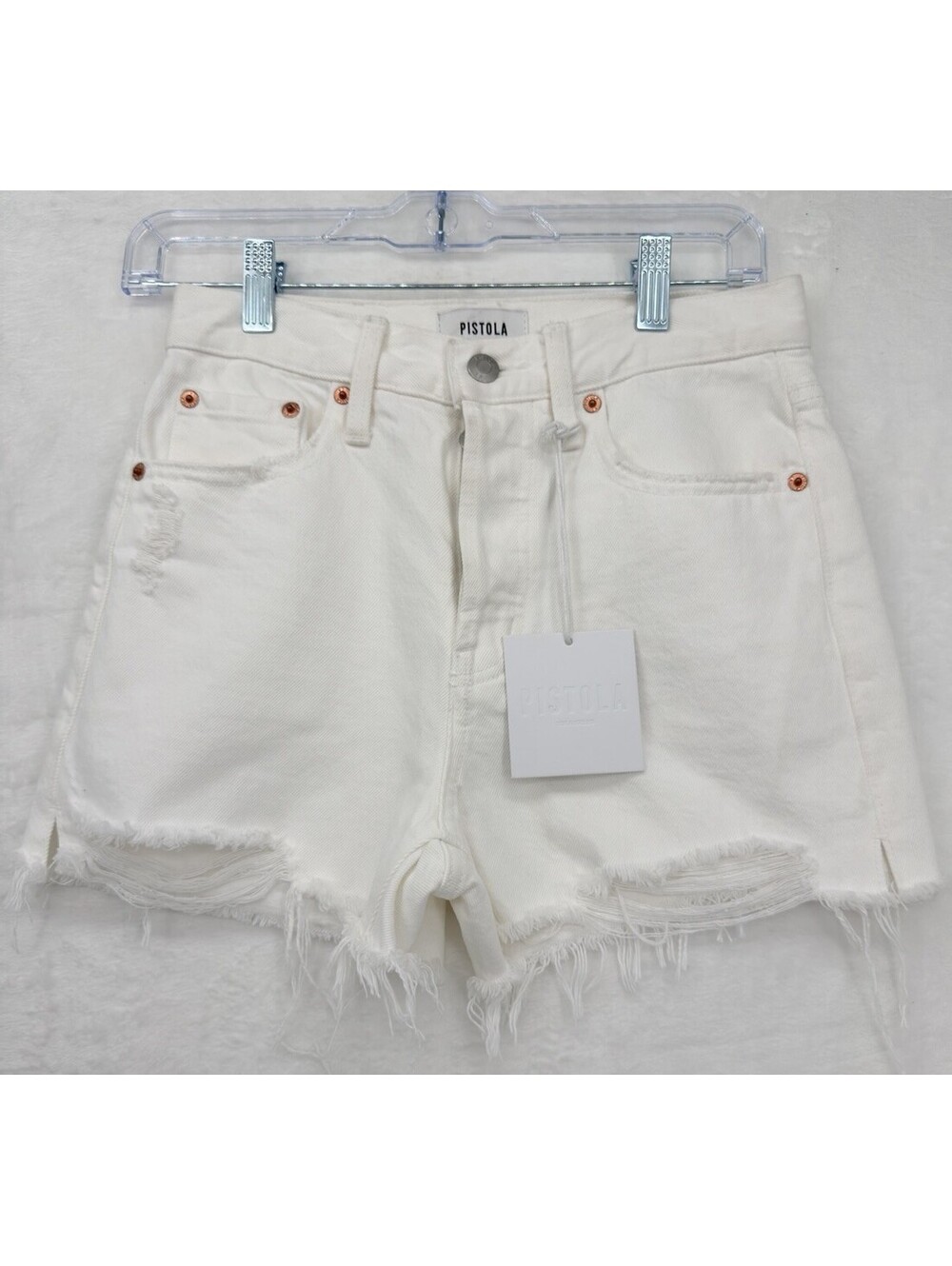Pistola Los Angeles Shorts 24 White Nova High Rise 100% Cotton Womens New NWT